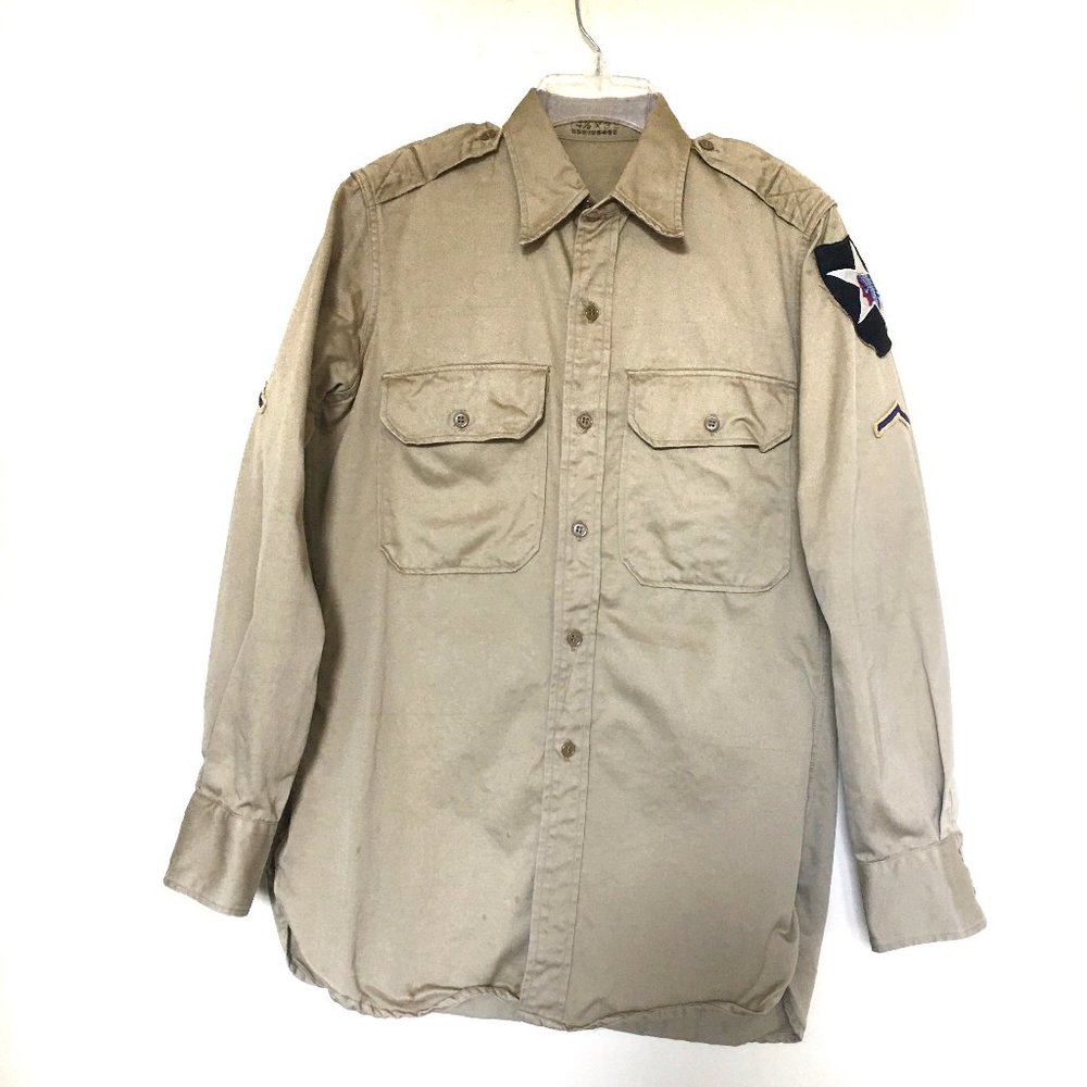 Vintage 50s Long Sleeved US Military Shirt  Neck-14.5